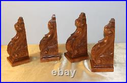 Vintage Style Hand Carved Wooden Corbels Total of 4