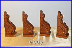 Vintage Style Hand Carved Wooden Corbels Total of 4