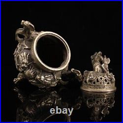 Vintage Style Lucky Lion Old Smoked Incense Burners Censer Copper Silvering#6075