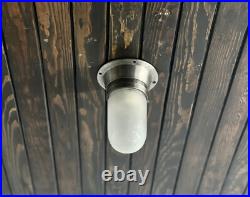 Vintage Style Original Old Aluminum Rustic Polish Light With White Glass Set 2 Vintage Style Original Old Aluminum Rustic Polish Light With White Glass Set 2