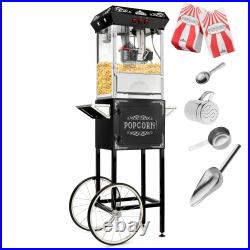 Vintage Style Popcorn Machine Maker Popper with Cart and 10-Ounce Kettle