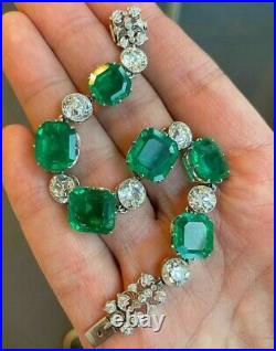 Vintage Style Royal Tennis Bracelet Six Colombian Emeralds & Old European Cut