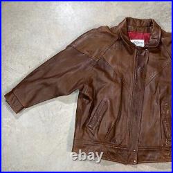 Vintage The Old Mill Congac Brown Leather Bomber Style Jacket p2p 27