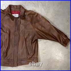 Vintage The Old Mill Congac Brown Leather Bomber Style Jacket p2p 27
