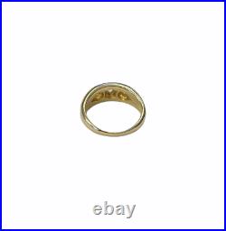 Vintage Three Stone Gypsy Style Old Cut Natural Diamond Ring 18k Yellow Gold