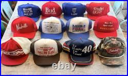 Vintage Trucker Hat Lot 12 Beer Bud Stroh Old Style NASCAR NHRA Snapback Caps