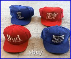 Vintage Trucker Hat Lot 12 Beer Bud Stroh Old Style NASCAR NHRA Snapback Caps