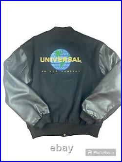 Vintage Universal Pictures Studios MCA Leather Wool Varsity Jacket Size Large