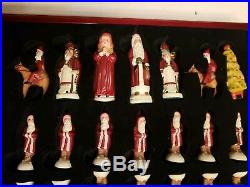 Vintage Vaillancourt Style Chess Set Old World Santa Christmas Theme