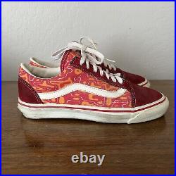 Vintage Vans Old Skool Red Cyber Print Made In USA Size W9.5 Style #36 554725