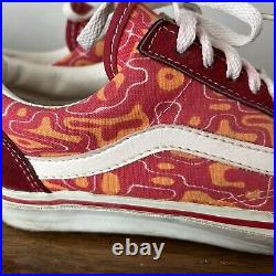 Vintage Vans Old Skool Red Cyber Print Made In USA Size W9.5 Style #36 554725