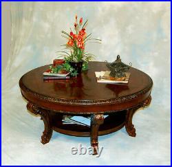 Vintage Victorian Old World Style Round Wood Coffee Table