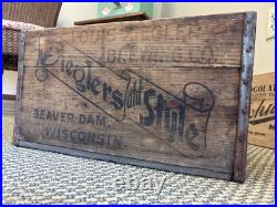 Vintage Wood Beer Crate Ziegler Brewing Old Style Beaver Dam Wisconsin Box 1933