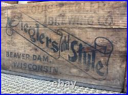 Vintage Wood Beer Crate Ziegler Brewing Old Style Beaver Dam Wisconsin Box 1933