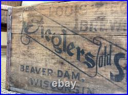 Vintage Wood Beer Crate Ziegler Brewing Old Style Beaver Dam Wisconsin Box 1933