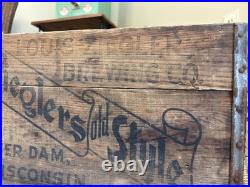 Vintage Wood Beer Crate Ziegler Brewing Old Style Beaver Dam Wisconsin Box 1933