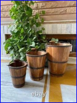 Vintage Wooden Buckets Original Old Fine Hand Carved Vintage Wooden Buckets Original Old Fine Hand Carved
