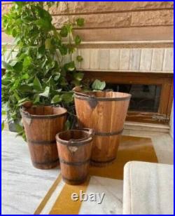Vintage Wooden Buckets Original Old Fine Hand Carved Vintage Wooden Buckets Original Old Fine Hand Carved