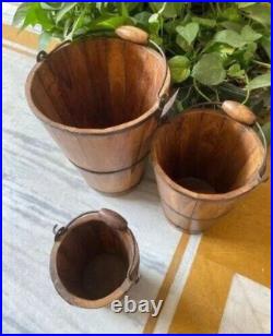 Vintage Wooden Buckets Original Old Fine Hand Carved Vintage Wooden Buckets Original Old Fine Hand Carved