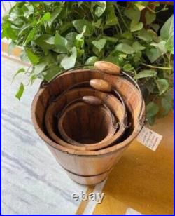 Vintage Wooden Buckets Original Old Fine Hand Carved Vintage Wooden Buckets Original Old Fine Hand Carved