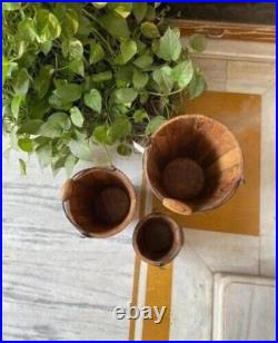 Vintage Wooden Buckets Original Old Fine Hand Carved Vintage Wooden Buckets Original Old Fine Hand Carved