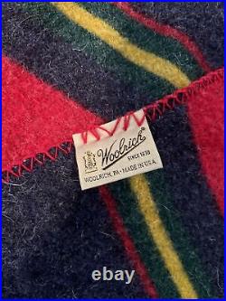Vintage Woolrich Blanket Cabin Style Large 65x84 Stitching Perimeter Old Tag
