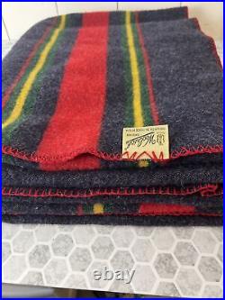 Vintage Woolrich Blanket Cabin Style Large 65x84 Stitching Perimeter Old Tag