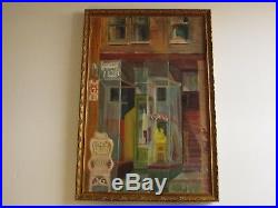 Vintage Wpa Style Painting American Urban Regionalism Antique Store Window Old