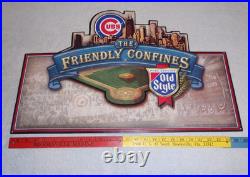 Vintage Wrigley Field Chicago Cubs Old Style Beer Embossed Metal Baseball Sign