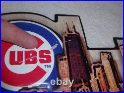 Vintage Wrigley Field Chicago Cubs Old Style Beer Embossed Metal Baseball Sign