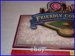 Vintage Wrigley Field Chicago Cubs Old Style Beer Embossed Metal Baseball Sign