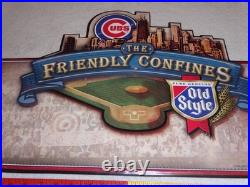 Vintage Wrigley Field Chicago Cubs Old Style Beer Embossed Metal Baseball Sign