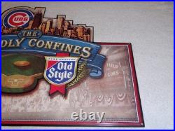 Vintage Wrigley Field Chicago Cubs Old Style Beer Embossed Metal Baseball Sign