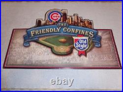 Vintage Wrigley Field Chicago Cubs Old Style Beer Embossed Metal Baseball Sign