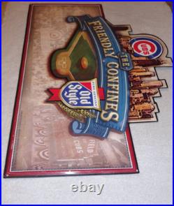 Vintage Wrigley Field Chicago Cubs Old Style Beer Embossed Metal Baseball Sign
