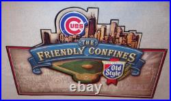 Vintage Wrigley Field Chicago Cubs Old Style Beer Embossed Metal Baseball Sign