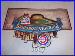 Vintage Wrigley Field Chicago Cubs Old Style Beer Embossed Metal Baseball Sign