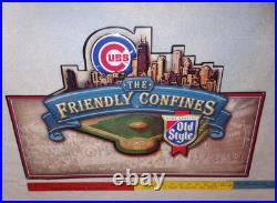 Vintage Wrigley Field Chicago Cubs Old Style Beer Embossed Metal Baseball Sign