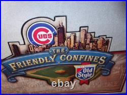 Vintage Wrigley Field Chicago Cubs Old Style Beer Embossed Metal Baseball Sign