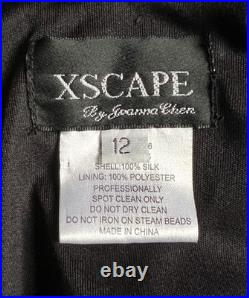 Vintage Y2K Xscape by Joanna Chen Old Hollywood Style Black Silk Beaded Dress 12