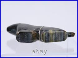 Vintage Zuni Old Style Wolf Fetish, Striped Serpentine Vintage Zuni Old Style Wolf Fetish, Striped Serpentine