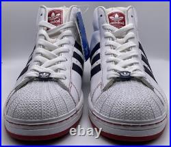 Vintage adidas Originals Pro Model II White Navy Red 2007 098903 Size 8.5 NWOB