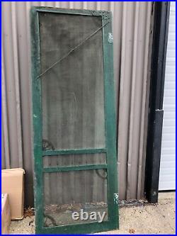 Vintage classic victorian style screen door 95 x 35 old green paint & screen