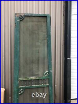 Vintage classic victorian style screen door 95 x 35 old green paint & screen