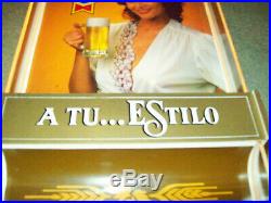 Vintage heileman old style beer bar tavern lighted sign pretty latin girl 1984