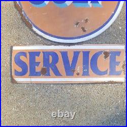 Vintage look Old Style Gulf Service station Sign gas oil hot rod garage art