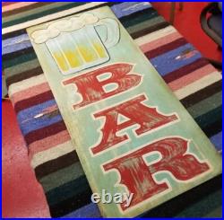 Vintage look Old Style Hand Painted Bar Sign hot rod garage art Weathered Patina Vintage look Old Style Hand Painted Bar Sign hot rod garage art Weathered Patina