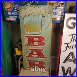 Vintage look Old Style Hand Painted Bar Sign hot rod garage art Weathered Patina Vintage look Old Style Hand Painted Bar Sign hot rod garage art Weathered Patina