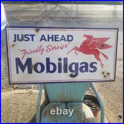 Vintage look Old Style Just Ahead Mobilgas Sign look hot rod garage art