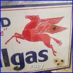 Vintage look Old Style Just Ahead Mobilgas Sign look hot rod garage art